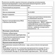 Рис. 4. Результат клинико-инструментального и иммунологического исследования пациента С. (мальчик, пять лет) с острой деструктивной пневмонией, осложненной сепсисом, и предлагаемая комбинированная иммунотерапия