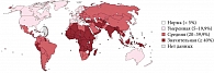 Рис. 1. Частота анемий у беременных в мире (по данным Всемирной организации здравоохранения, 2008)