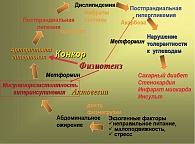 Рисунок 4. Схема приложения различных лекарственных препаратов в континууме метаболического синдрома